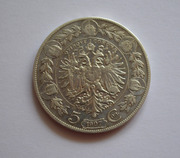Австро Венгрия 5 корон 1907 серебро